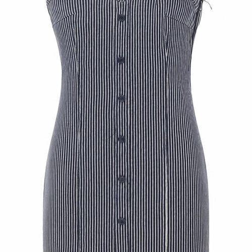Topshop Women's Blue Striped Bodycon Dress Size 8