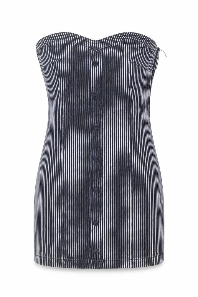 Topshop Women's Blue Striped Bodycon Dress Size 8