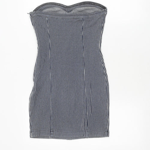 Topshop Women's Blue Striped Bodycon Dress Size 8