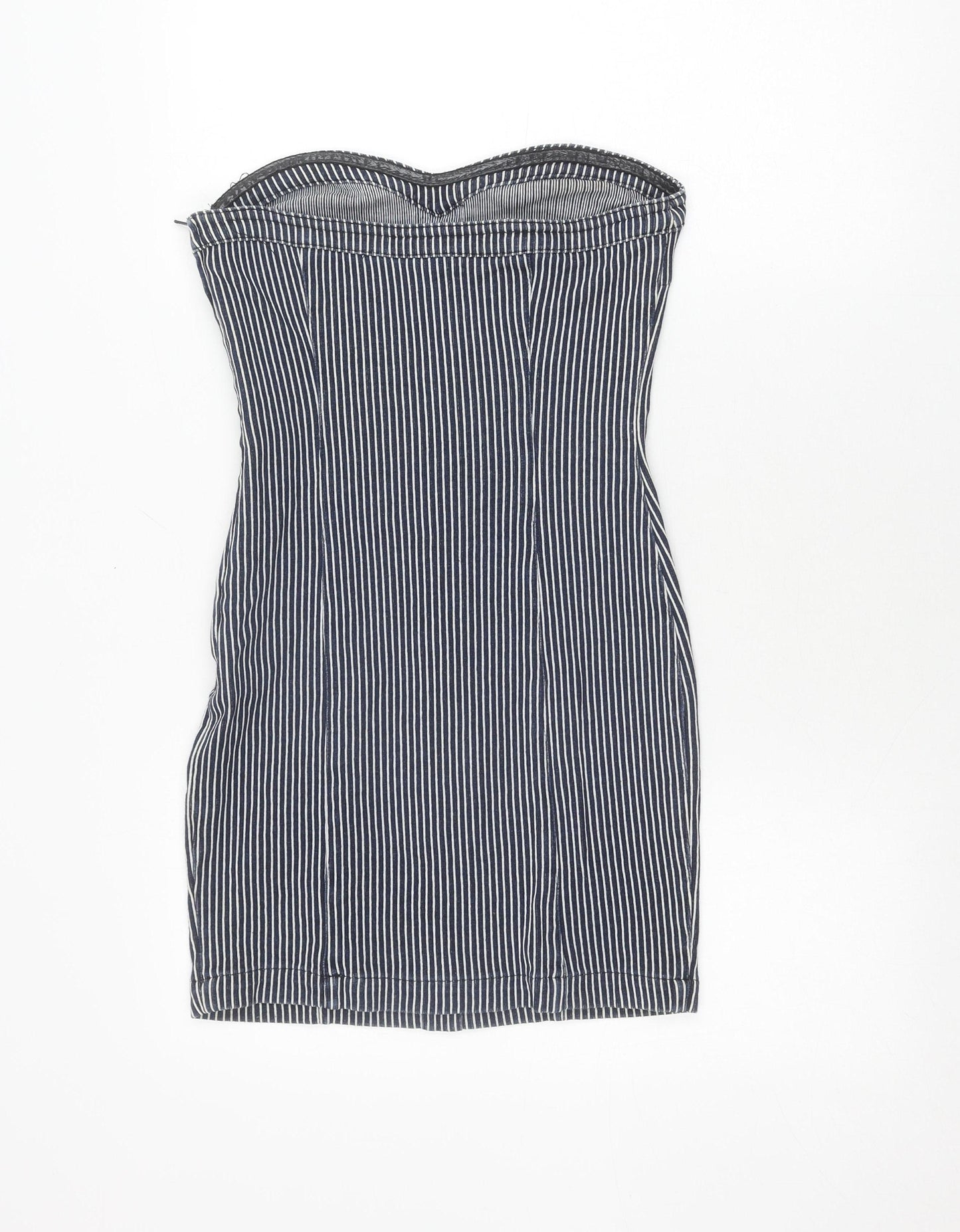 Topshop Women's Blue Striped Bodycon Dress Size 8