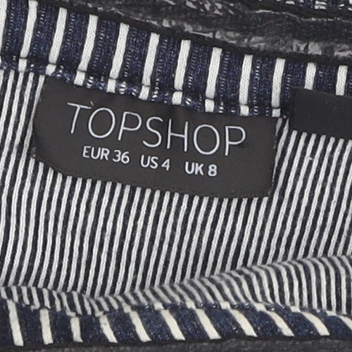 Topshop Women's Blue Striped Bodycon Dress Size 8
