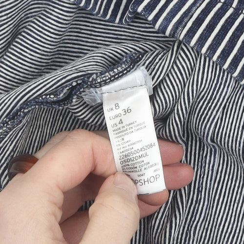 Topshop Women's Blue Striped Bodycon Dress Size 8