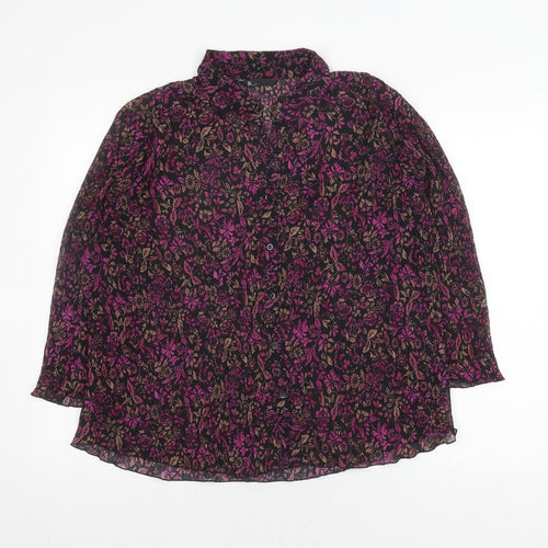 BHS Women's Multicoloured Floral Button-Up Shirt Size 18