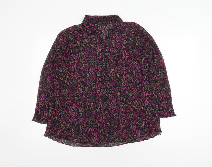 BHS Women's Multicoloured Floral Button-Up Shirt Size 18
