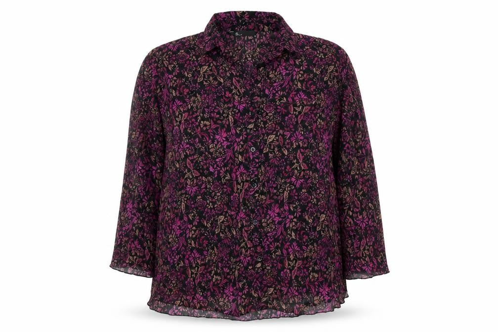Front view of BHS Women's Multicoloured Floral Button-Up Shirt, size 18