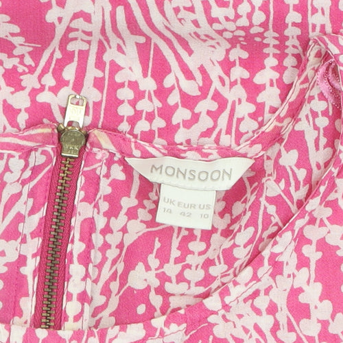 Monsoon Women's Pink Floral Tunic Blouse Size 14