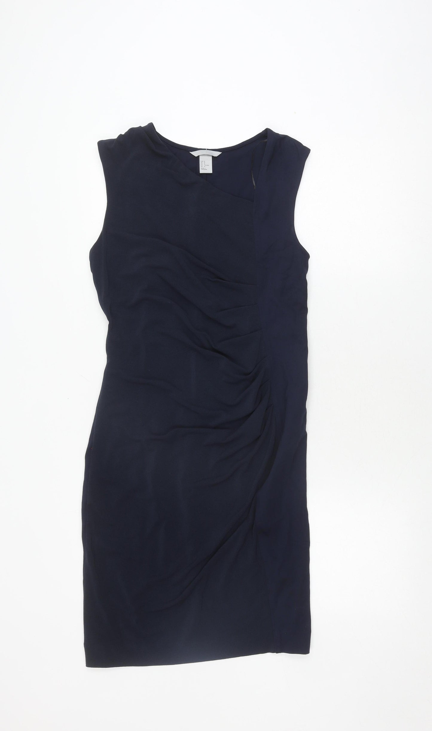 H&M Women's Blue Sheath Dress, Size 12, Sleeveless Elegant