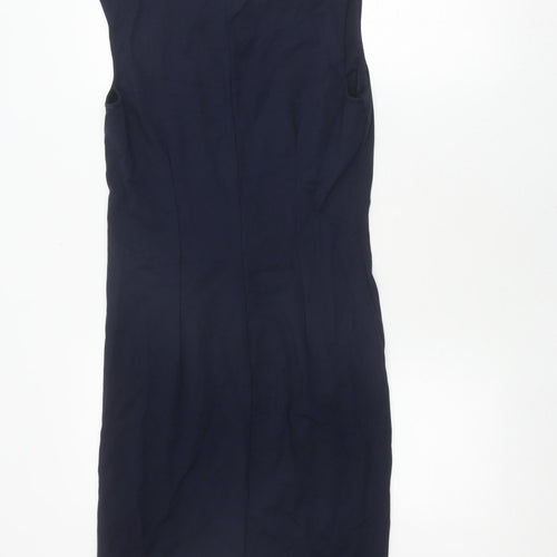 H&M Women's Blue Sheath Dress, Size 12, Sleeveless Elegant