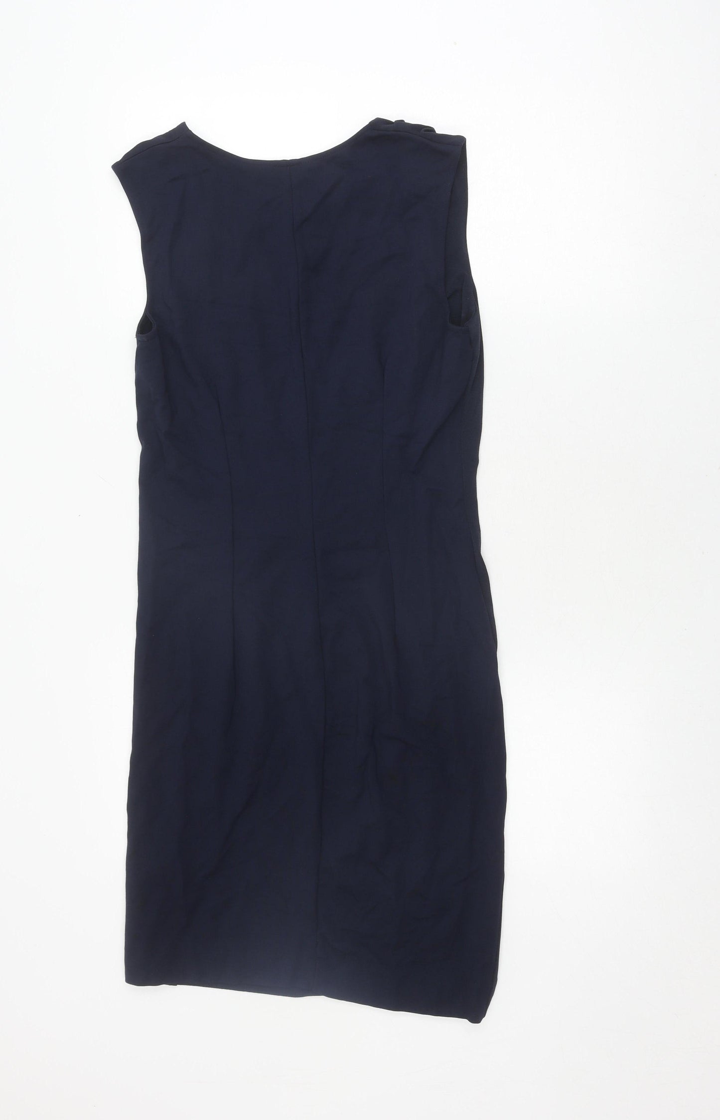 H&M Women's Blue Sheath Dress, Size 12, Sleeveless Elegant