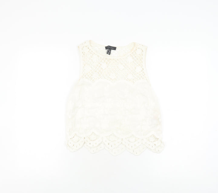 New Look Women's White Lace Camisole Blouse XS