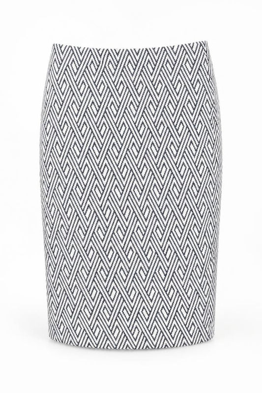 Front view of Zara Women’s Blue A-Line Geometric Short Skirt