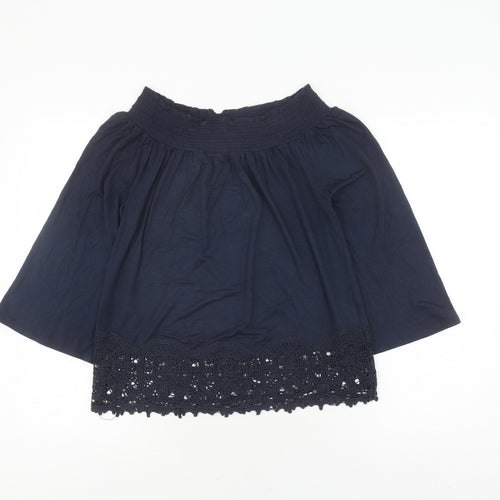 Adiva Women's Blue Crochet Accent Top, Size S