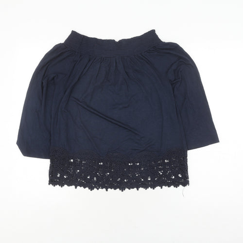 Adiva Women's Blue Crochet Accent Top, Size S