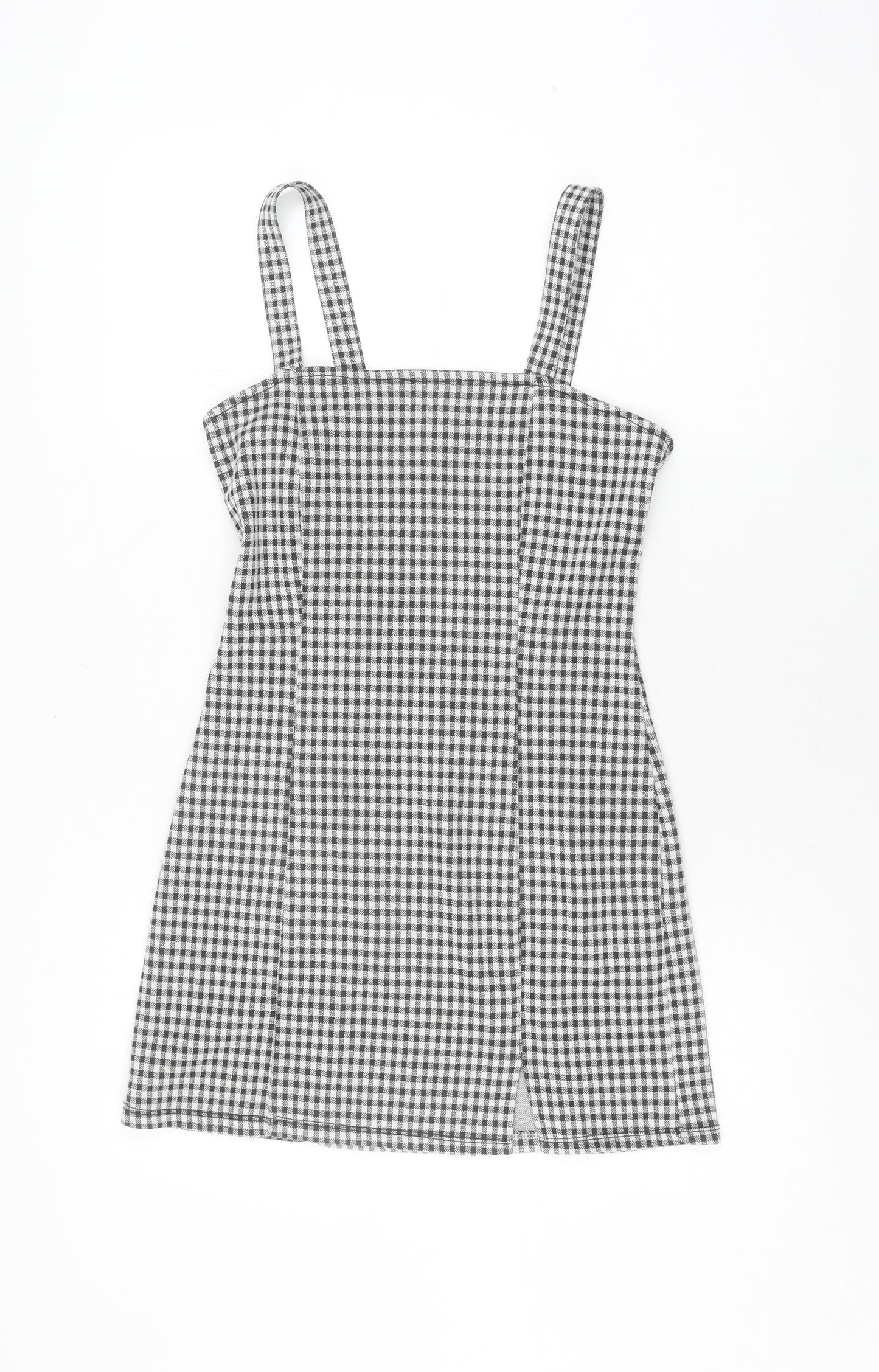 Bershka Women's Black Check Pinafore Dress