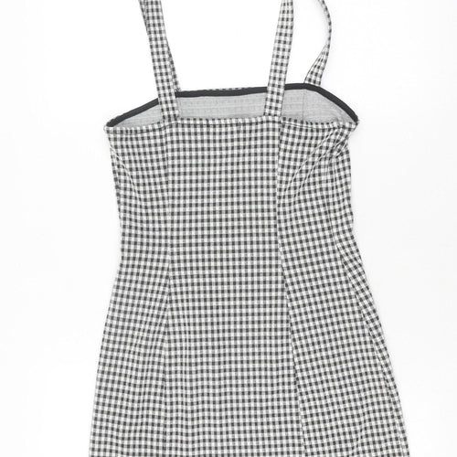 Bershka Women's Black Check Pinafore Dress