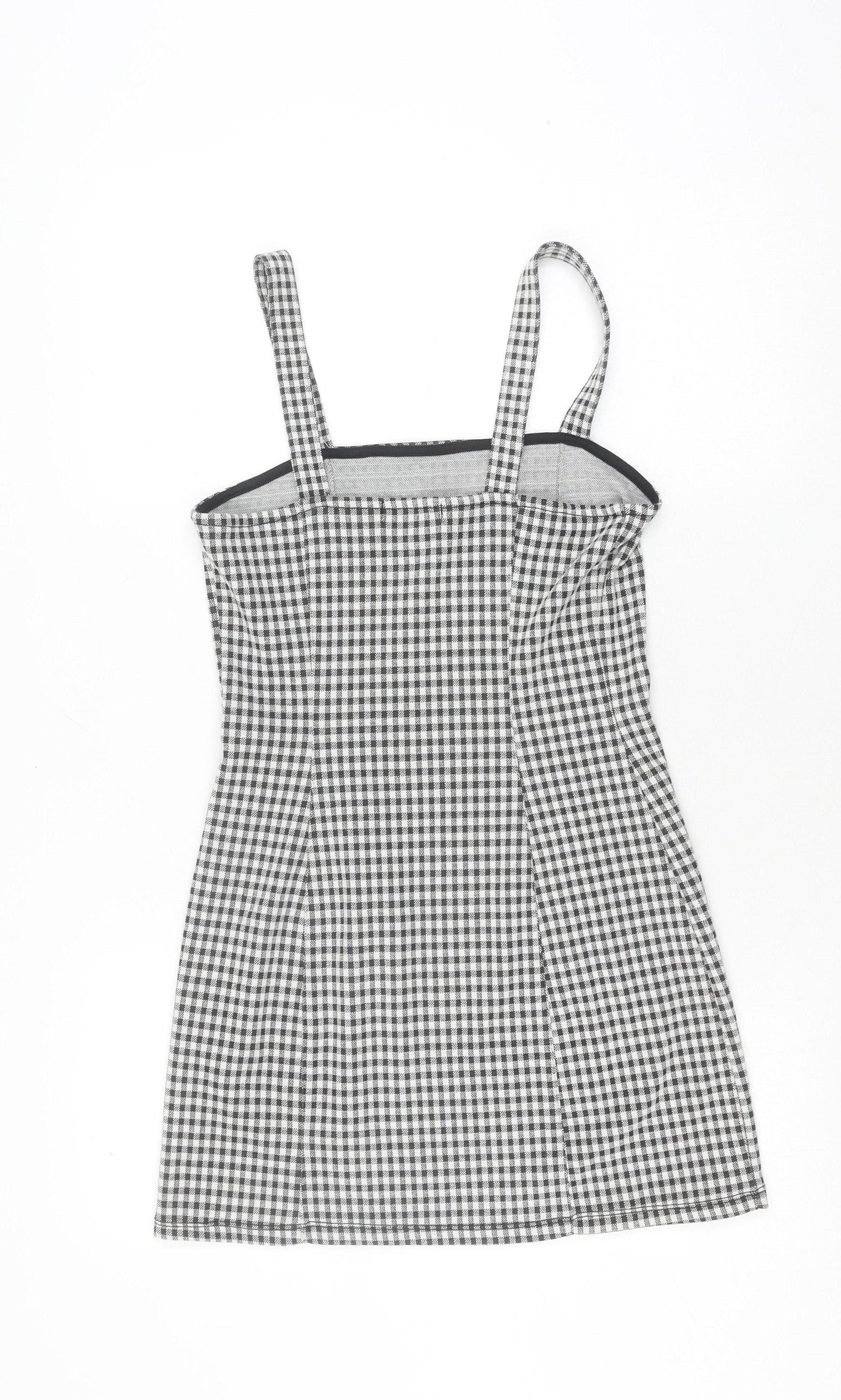 Bershka Women's Black Check Pinafore Dress