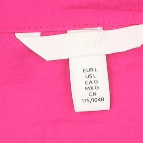 H&M Women's Pink Cropped Blouse, Size L, Collared