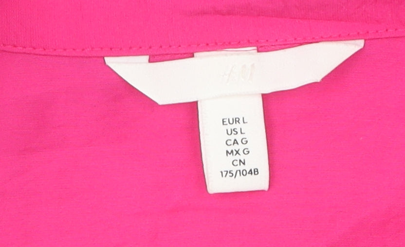 H&M Women's Pink Cropped Blouse, Size L, Collared