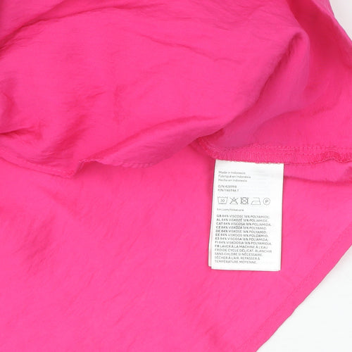 H&M Women's Pink Cropped Blouse, Size L, Collared