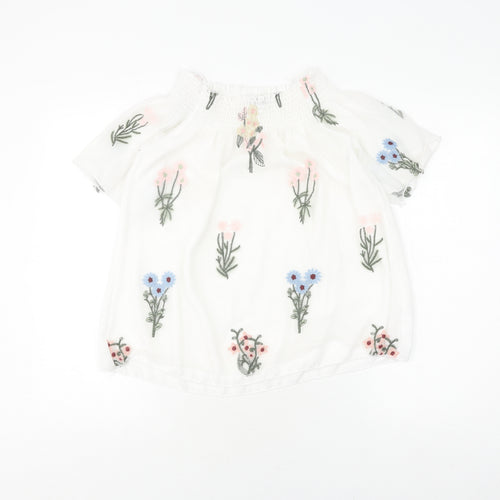 Quiz Women’s White Floral Embroidered Blouse, Size Small