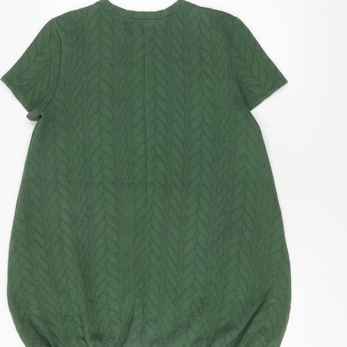 Zara Women's Green Cotton T-Shirt, Size 12, Casual Style
