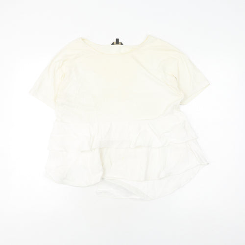 Massimo Dutti Women's White Top M Short Sleeve