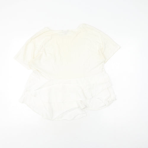 Massimo Dutti Women's White Top M Short Sleeve