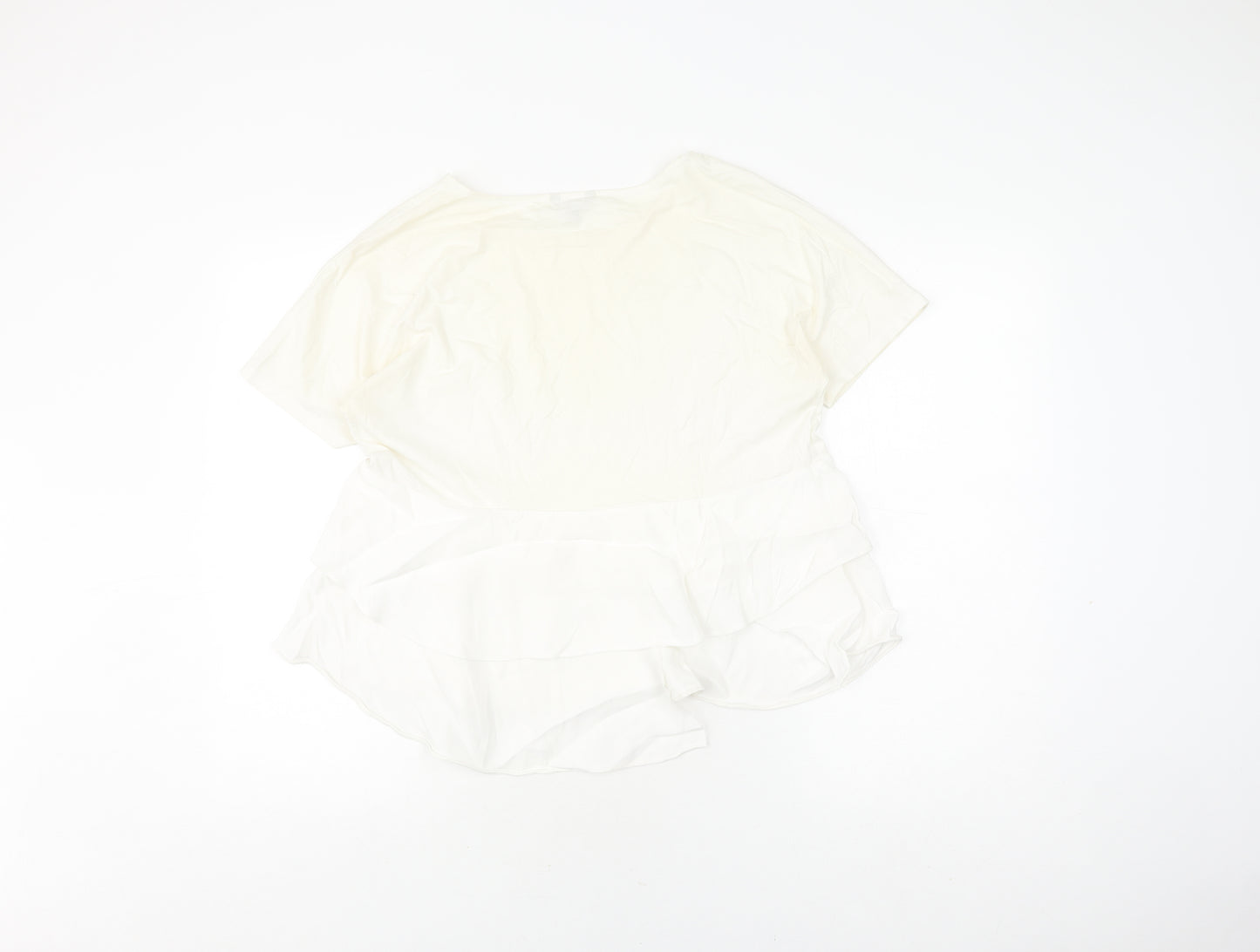 Massimo Dutti Women's White Top M Short Sleeve
