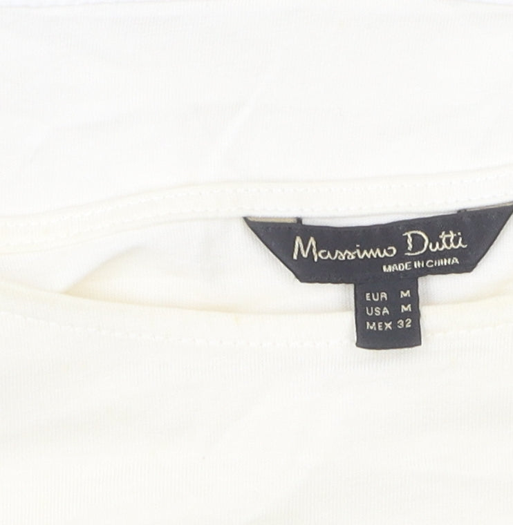 Massimo Dutti Women's White Top M Short Sleeve