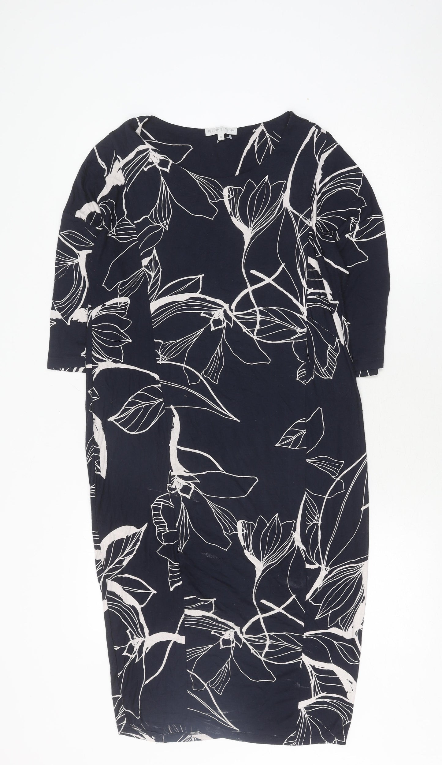 RJR John Rocha Women's Blue Floral Shift Dress Size 10