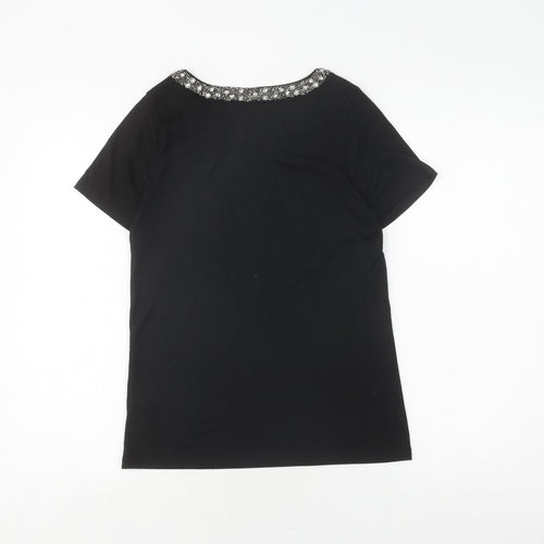 New Look Women's Black Beaded T-Shirt Size 6