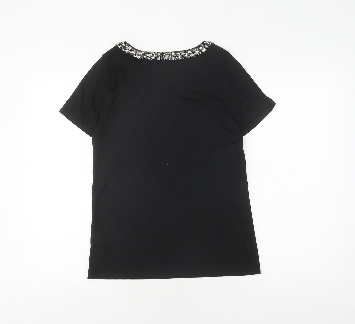 New Look Women's Black Beaded T-Shirt Size 6