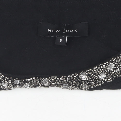 New Look Women's Black Beaded T-Shirt Size 6