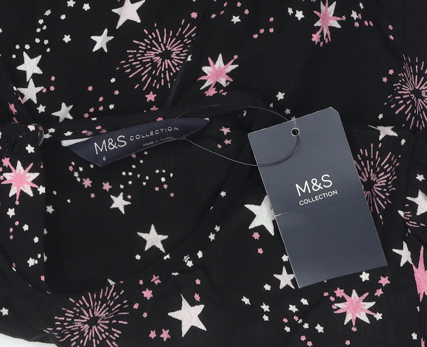Marks and Spencer Women's Black Knee Length Dress - Size 6