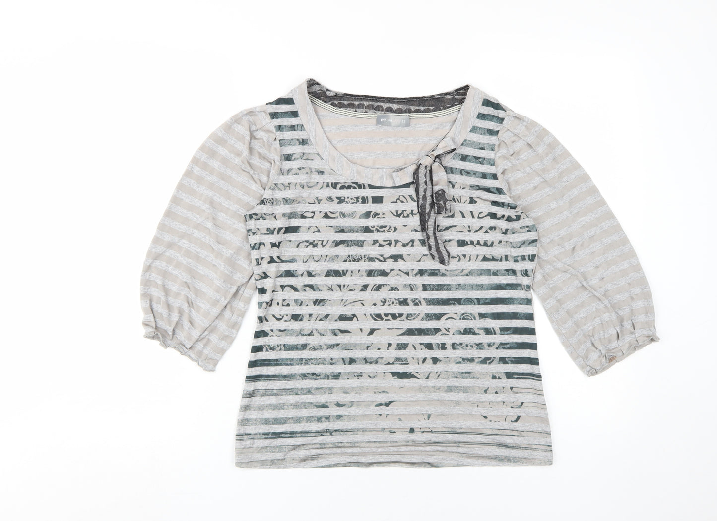 Marks and Spencer Grey Striped Tunic Blouse Size 12