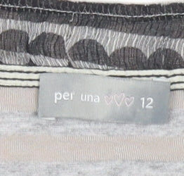 Marks and Spencer Grey Striped Tunic Blouse Size 12