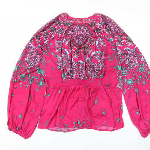 Free People Women's Pink Floral Tunic Blouse XL