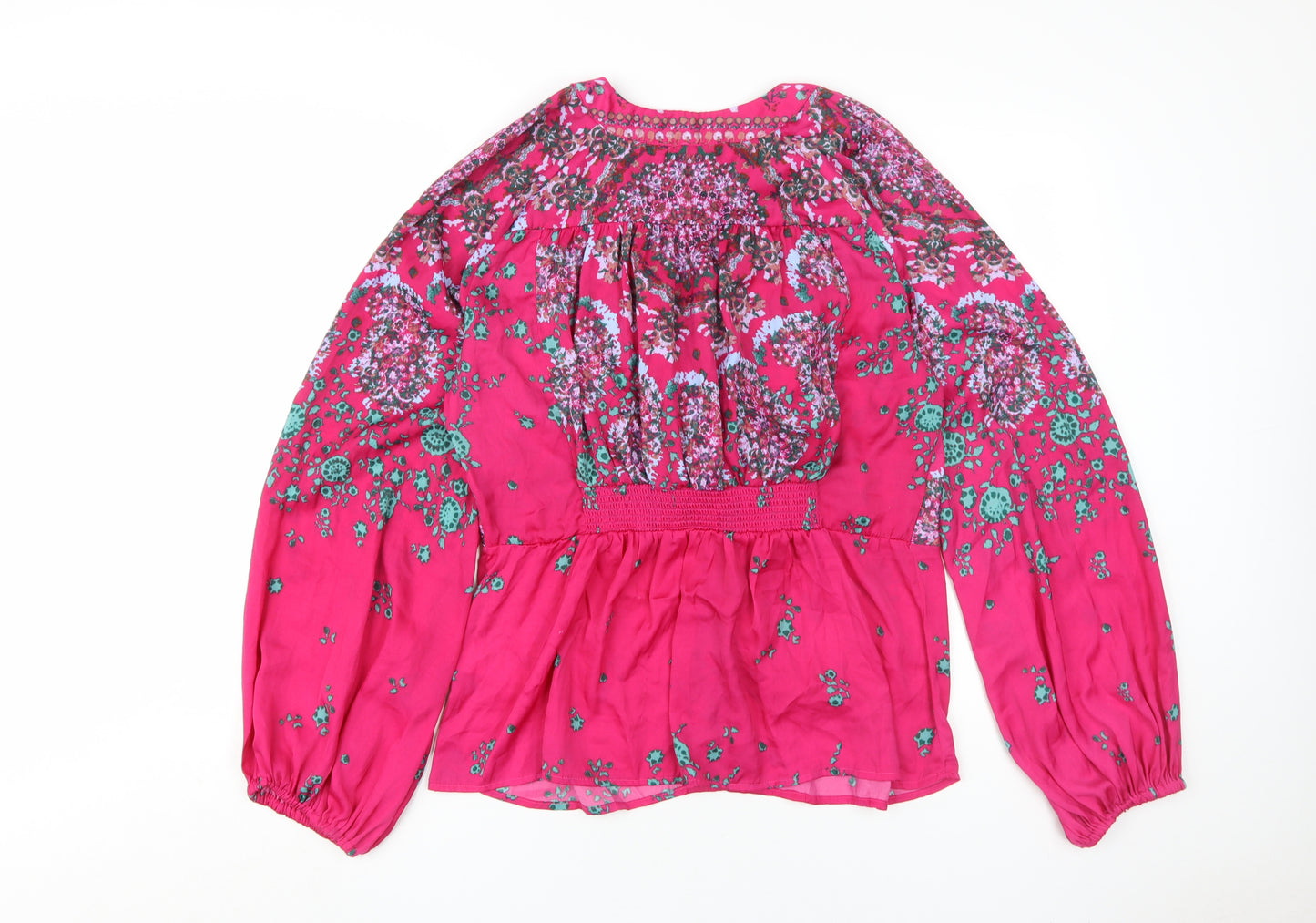 Free People Women's Pink Floral Tunic Blouse XL