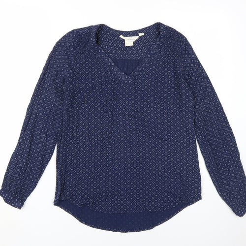 H&M Women's Navy Blouse, Size 8, Viscose, Long Sleeve