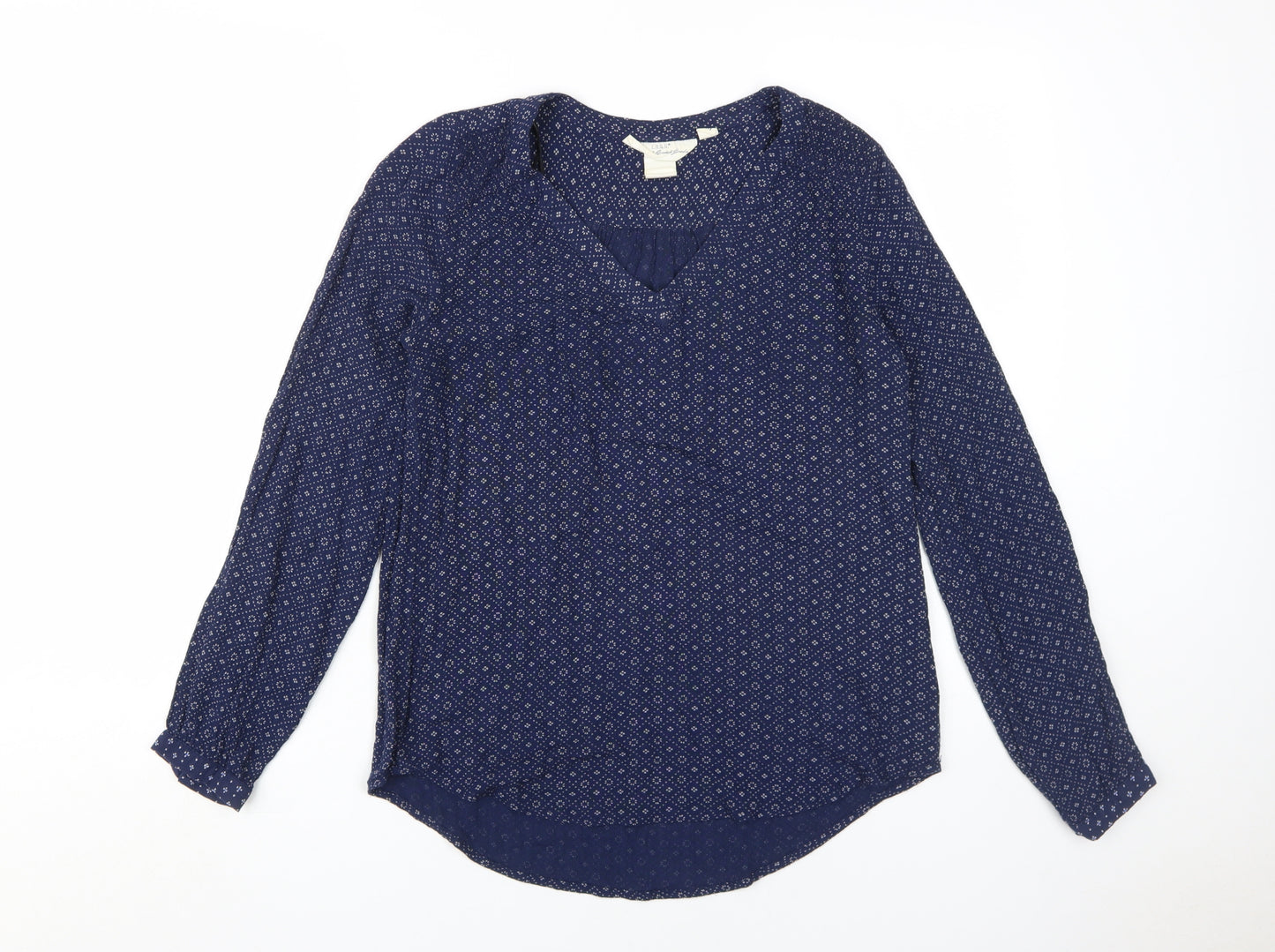 H&M Women's Navy Blouse, Size 8, Viscose, Long Sleeve