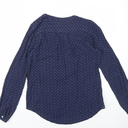 H&M Women's Navy Blouse, Size 8, Viscose, Long Sleeve
