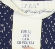 H&M Women's Navy Blouse, Size 8, Viscose, Long Sleeve