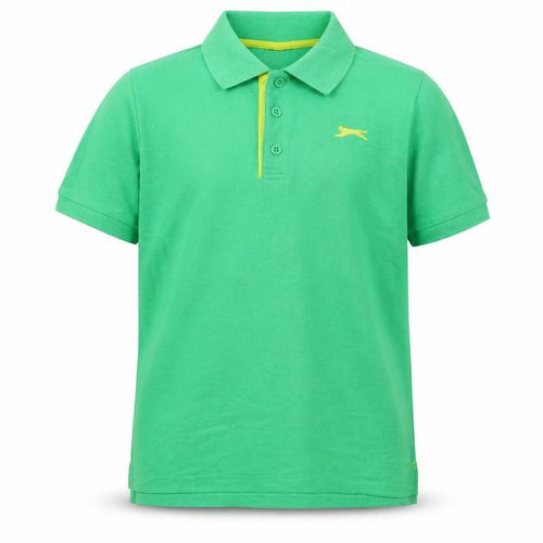 Slazenger Boys Green Polo Shirt, Size 9-10, Logo Accent