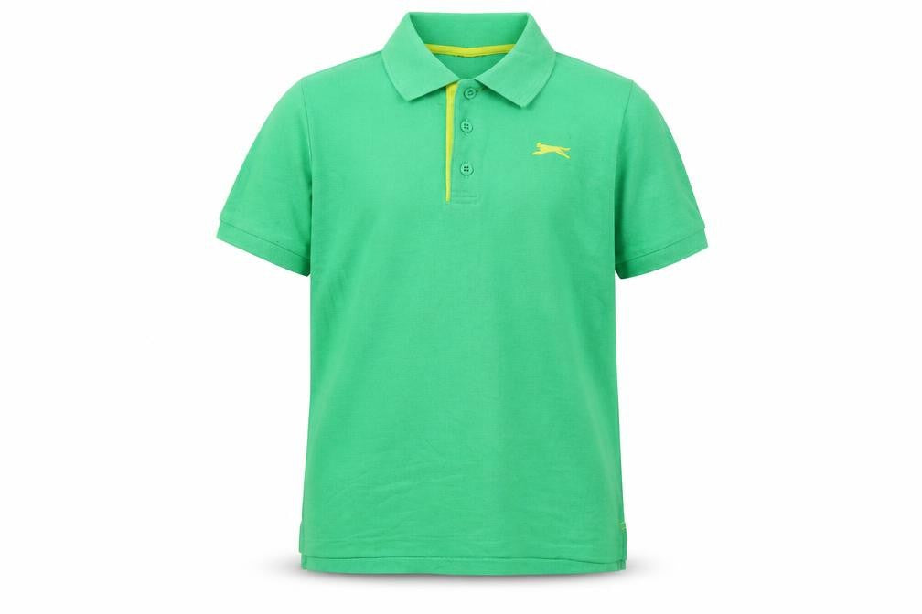 Slazenger Boys Green Polo Shirt, Size 9-10, Logo Accent