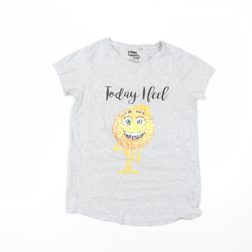 Next Girls Grey Emoji Sequin T-Shirt 12 Years