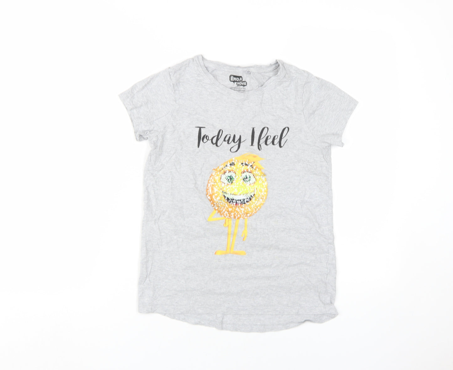 Next Girls Grey Emoji Sequin T-Shirt 12 Years