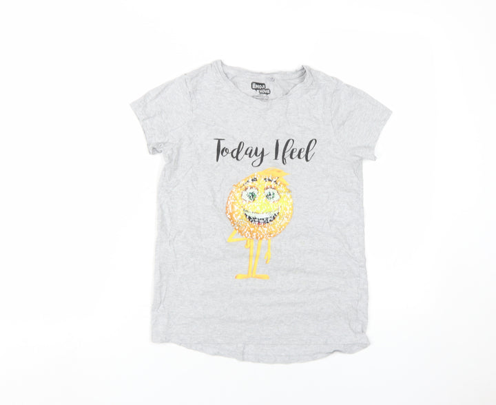 Next Girls Grey Emoji Sequin T-Shirt 12 Years