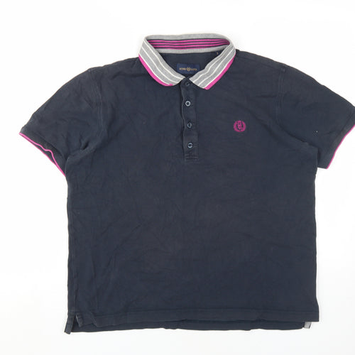 Henri Lloyd Unisex Black Polo Shirt XL Button-Up