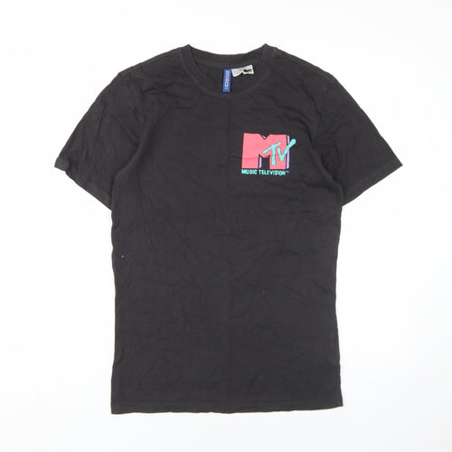 H&M Unisex Black T-Shirt XS Music Casual