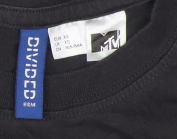 H&M Unisex Black T-Shirt XS Music Casual